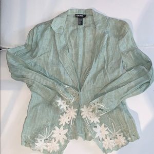 DKNY Embroidered 100% Linen Blazer - Size 2
